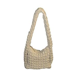 Cream Faux Leather Shoulder Bag